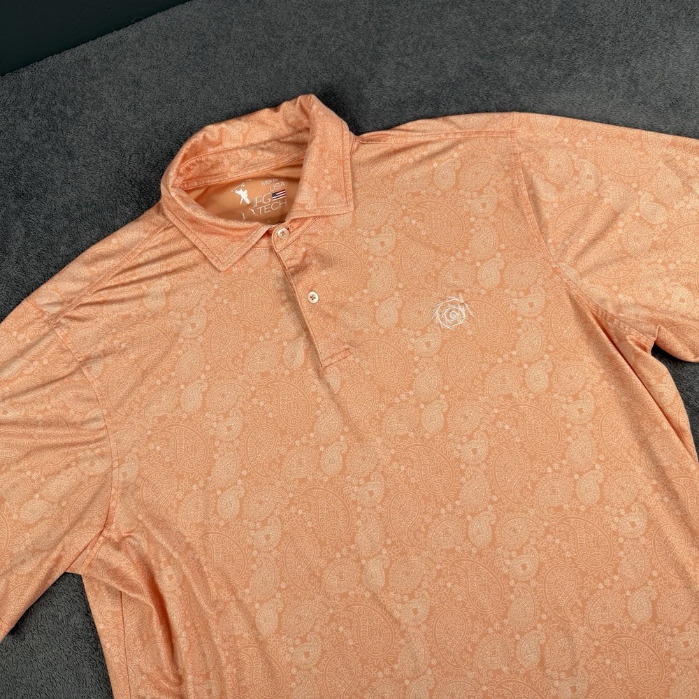 F&G Tech Polo Shirt‎ Mens Large Orange Performance Golf